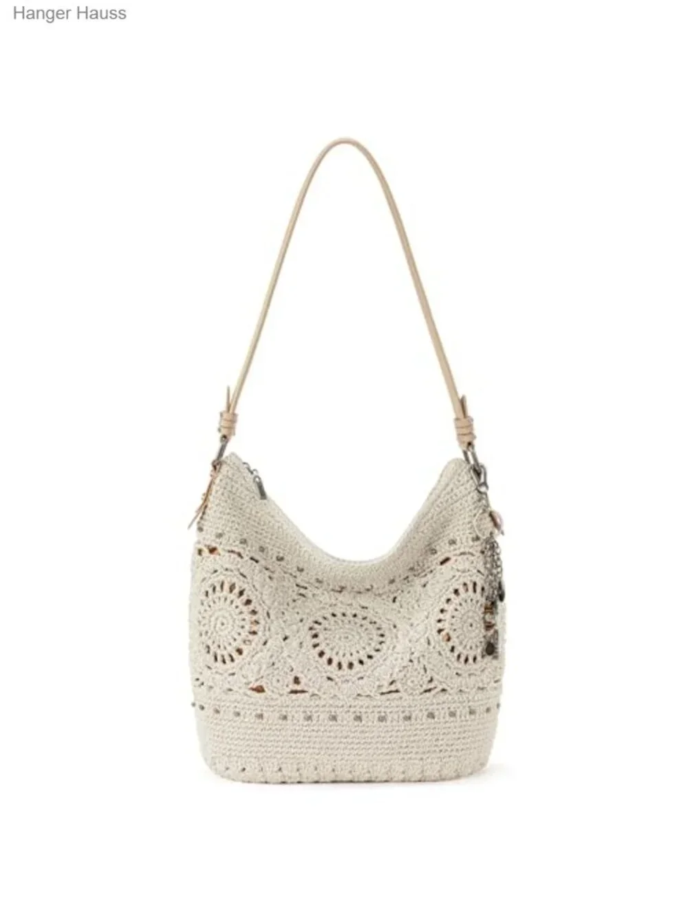 Hand-Crochet Hobo Bag Women's Large Purse Tote Zipper Pocket
